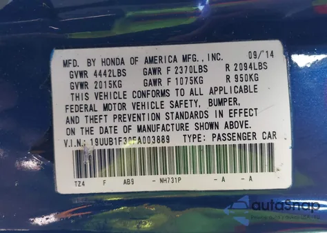 2015 Acura Tlx z USA, uszkodzony, nr VIN 19UUB1F30FA003889